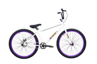 R4 Pro 26" Complete 6061 Aluminum Retro BMX Bicycle Looptail Design White W/ Purple Wheels