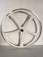 R4 Custom 26″ BMX 5 Spoke Alloy Mag Wheels, CNC Gloss White