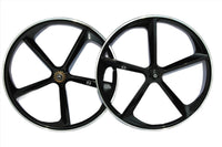 R4 29″ BMX Cruiser 5-Spoke Alloy Rims Bicycle Sealed Wheel Set, Gloss Black, CNC For Pad Brakes