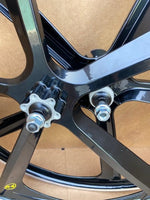 R4 29″ BMX Cruiser 5-Spoke Alloy Rims Bicycle Sealed Wheel Set, Gloss Black, CNC For Pad Brakes