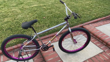 Load and play video in Gallery viewer, R4 Pro 26&quot; Complete BMX Bicycle, Pegs Included, White or Chrome W/ Purple Wheels
