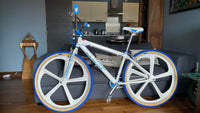 R4 Premium CNC 29″ BMX 5-Spoke Alloy Bicycle Sealed Wheel set, White, CNC for Pad Brakes