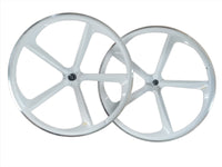 R4 Premium CNC 29″ BMX 5-Spoke Alloy Bicycle Sealed Wheel set, White, CNC for Pad Brakes