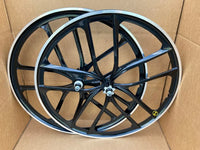 29″ CNC BMX Cruiser 10 Spoke Alloy Rims Bicycle Sealed Wheel Set, Gloss Black