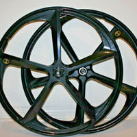 Premium 29″ CNC BMX Cruiser 5-Spoke Alloy Rims Bicycle Sealed Wheel Set, Gloss Black, Non CNC for Disc Brakes