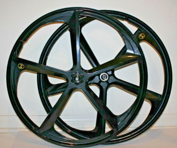 Premium 29″ CNC BMX Cruiser 5-Spoke Alloy Rims Bicycle Sealed Wheel Set, Gloss Black, Non CNC for Disc Brakes