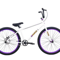 R4 Pro 26" Complete 6061 Aluminum Retro BMX Bicycle Looptail Design White W/ Purple Wheels