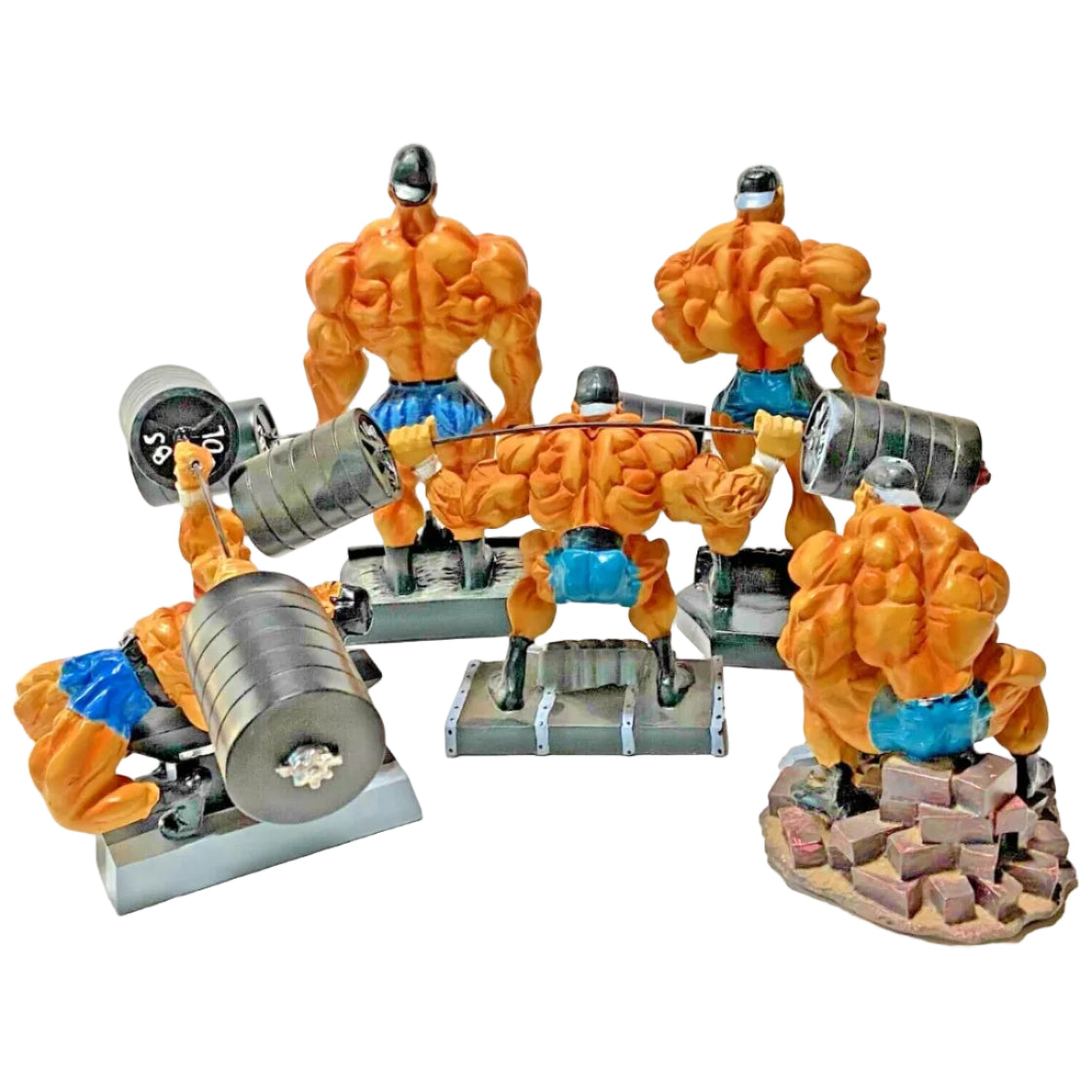 Xtreme Workout Figurine Bodybuilding Weightlifting Collectible Statues, 5 Piece Set