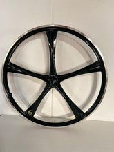 Load image into Gallery viewer, R4 Custom 26″ BMX 5 Spoke Alloy Mag Wheels, CNC Gloss Black
