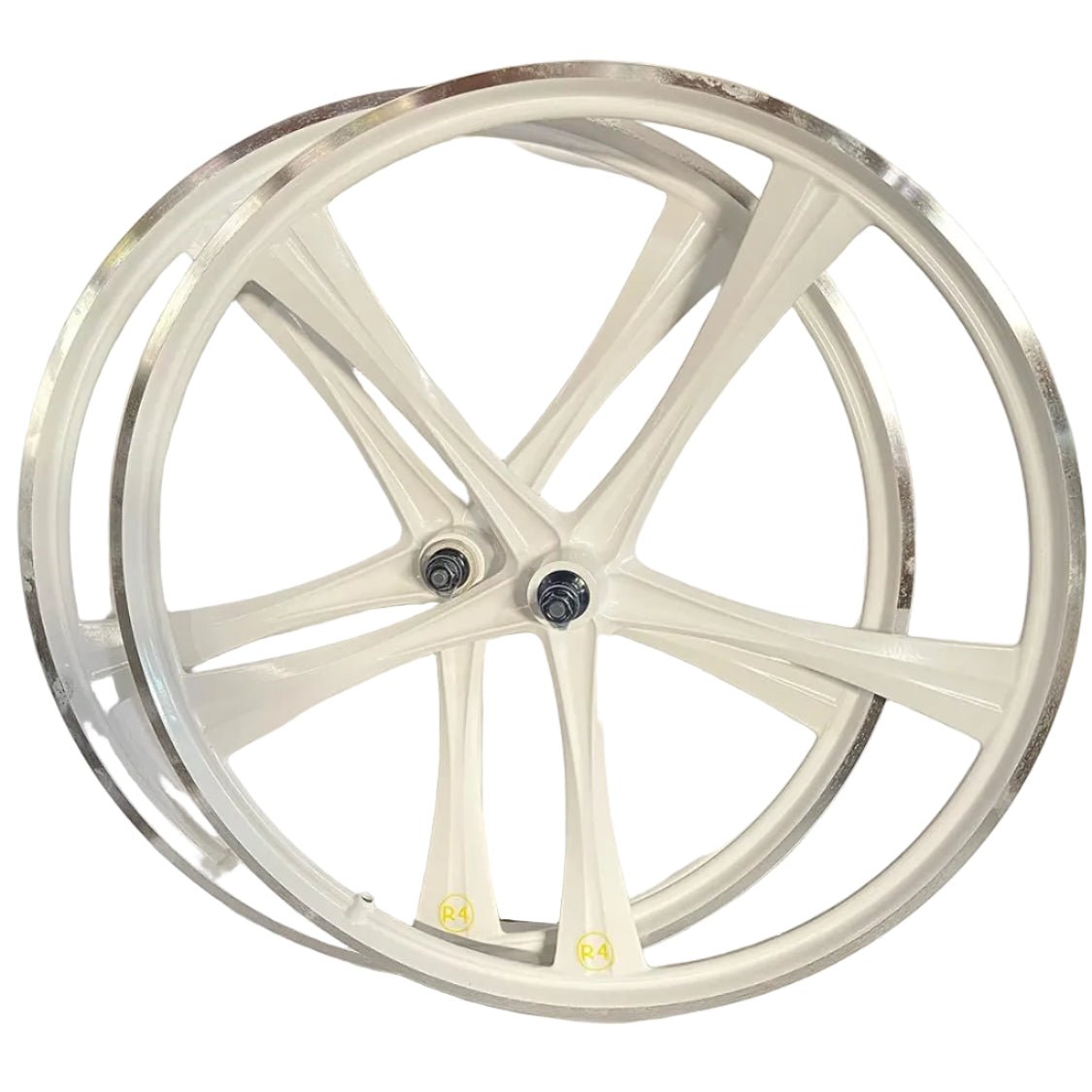 R4 Custom 26″ BMX Spoke Alloy Mag Wheels, CNC Gloss White| R4