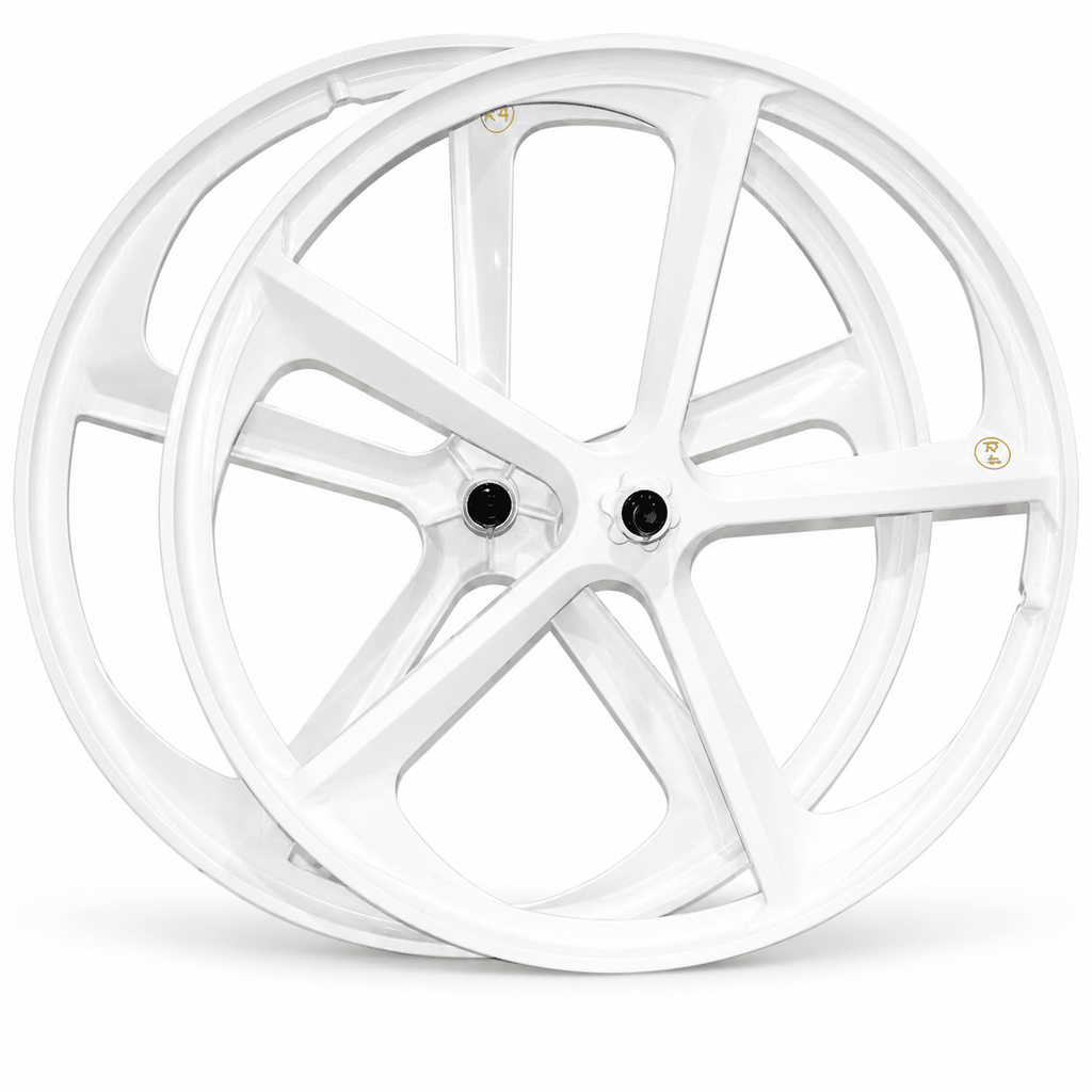 R4 Premium 29″ BMX 5-Spoke Alloy Bicycle Sealed Wheel set, White - R4 Products