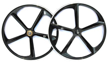 Cargar imagen en el visor de la galería, 24 ″ CNC BMX Cruiser Llantas de aleación de 5 rayos Juego de ruedas selladas para bicicleta Frenos de disco o almohadilla, negro mate
