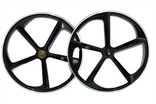 Cargar imagen en el visor de la galería, Premium 29 ″ CNC BMX Cruiser Llantas de aleación de 5 rayos Juego de ruedas selladas para bicicleta, Negro brillante

