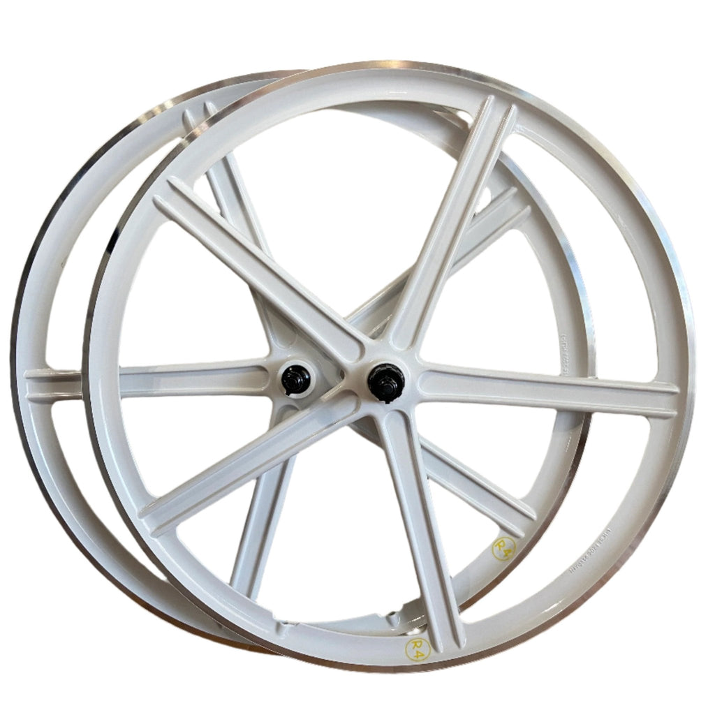 R4 29" BMX CNC 5 - Spoke 10 Speed Fast Ripper, Gt Street Performer, Throne Goon Runner, Alloy Bicycle Sealed Wheel set, White - R4 Products