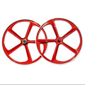 29″ CNC BMX Cruiser 5 - Spoke Alloy Rims Bicycle Sealed Wheel Set, Ferrari Red, CNC for Pad Brakes - R4 Products