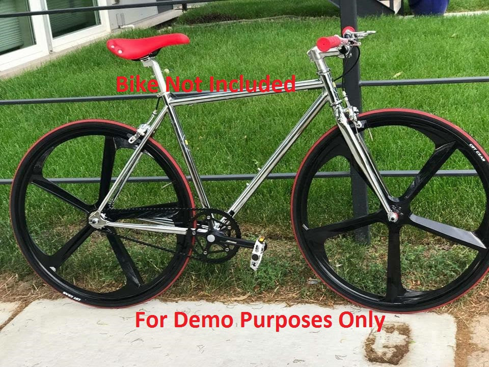 Premium 29″ CNC BMX Cruiser 5-Spoke Alloy Rims Bicycle Sealed Wheel Set, Gloss Black, Non CNC for Disc Brakes