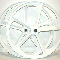 24″ BMX Cruiser 5-Spoke Alloy Rims Bicycle Wheel Set, White