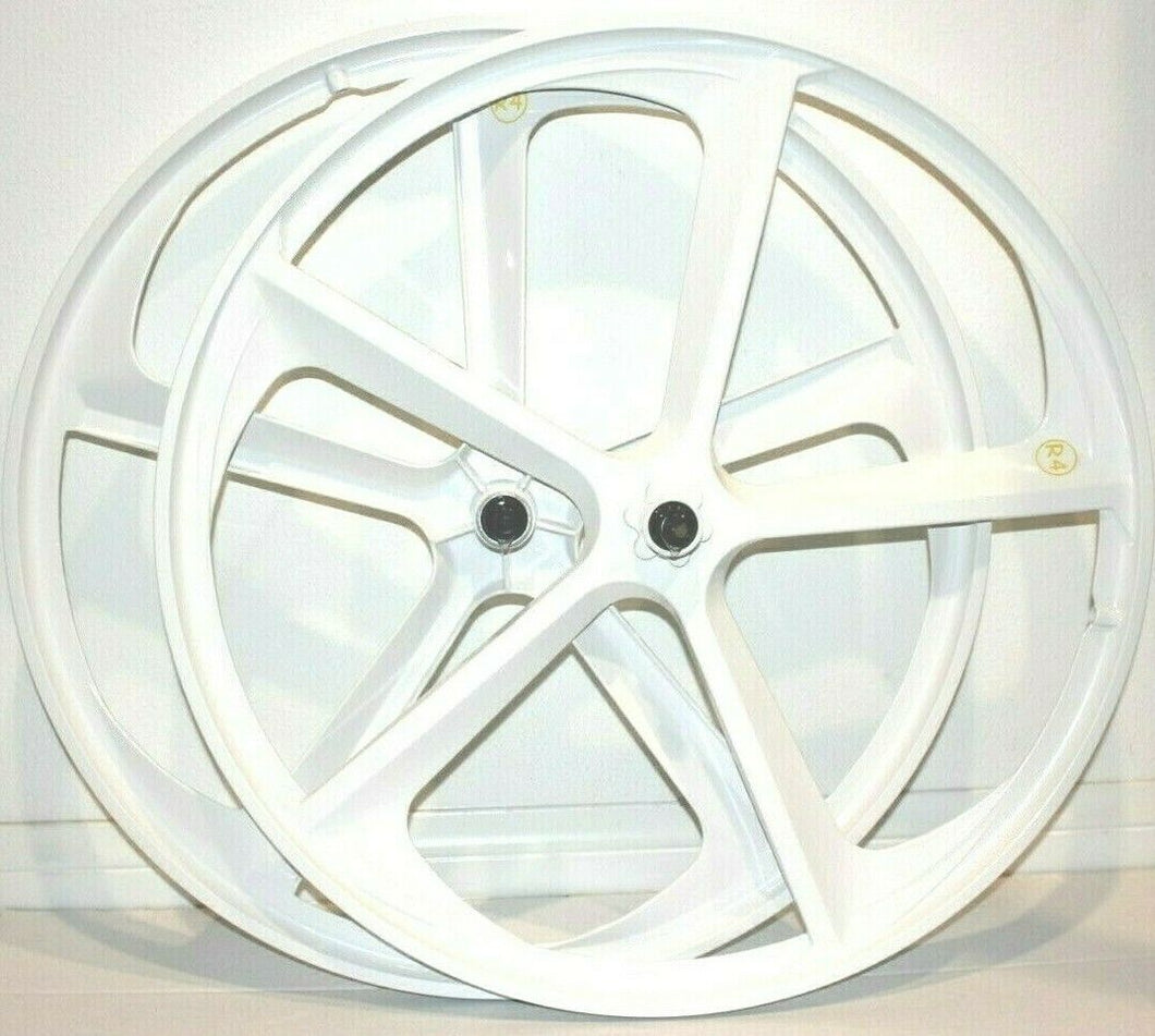 24 ″ CNC BMX Cruiser Llantas de aleación de 5 rayos Juego de ruedas selladas para bicicleta Frenos de disco o almohadilla, Blanco