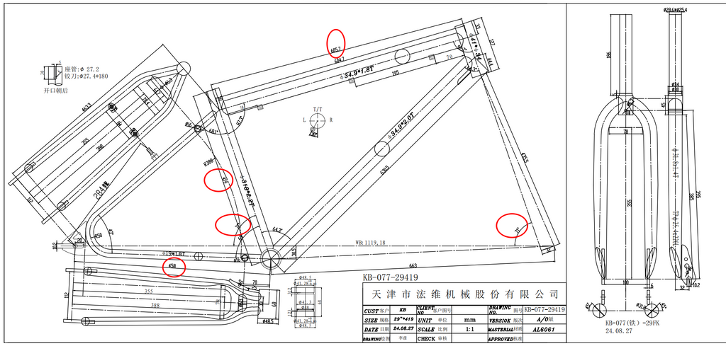 R4 Retro 6061 Aluminum 29" Pro BMX Frame & Chrome Fork, Raw W/ Clear Coat Decals Included