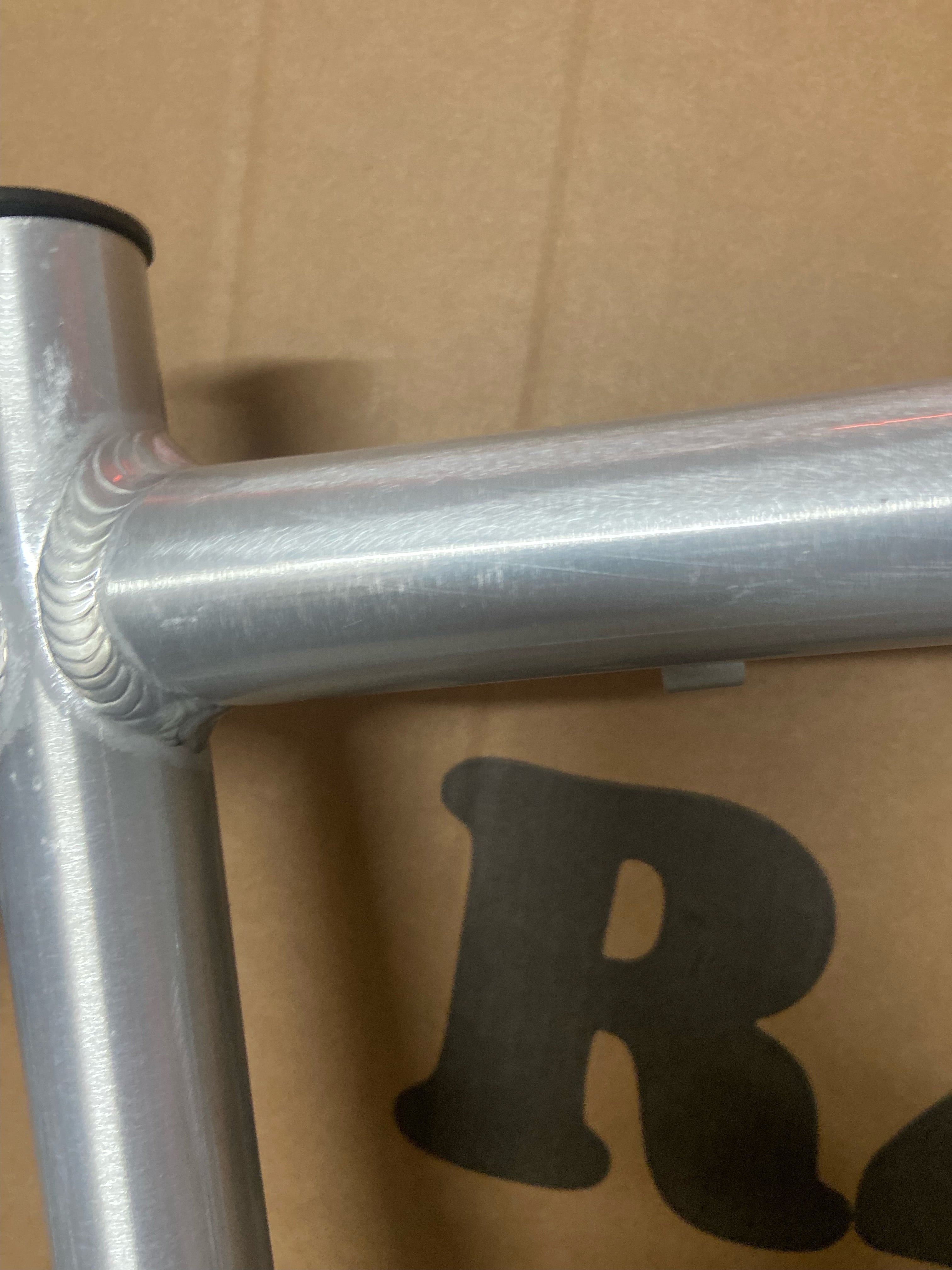 R4 Retro 6061 Aluminum 29" Pro BMX Frame & Chrome Fork, Raw W/ Clear Coat Decals Included