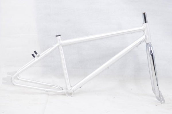 R4 Retro 6061 Aluminum 29" Pro BMX Frame & Chrome Fork, Raw W/ Clear Coat Decals Included - R4 Products