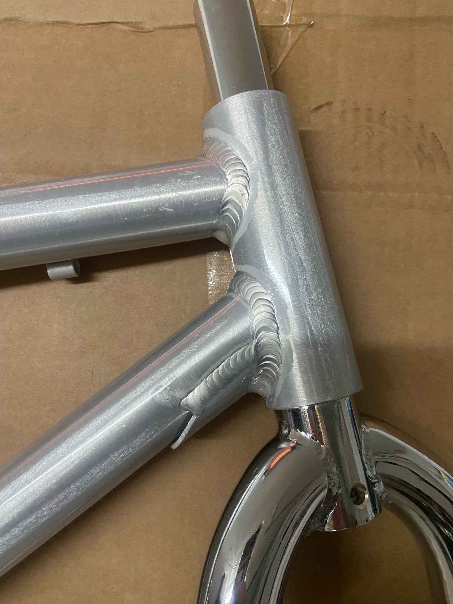 R4 Retro 6061 Aluminum 29" Pro BMX Frame & Chrome Fork, Raw W/ Clear Coat Decals Included - R4 Products