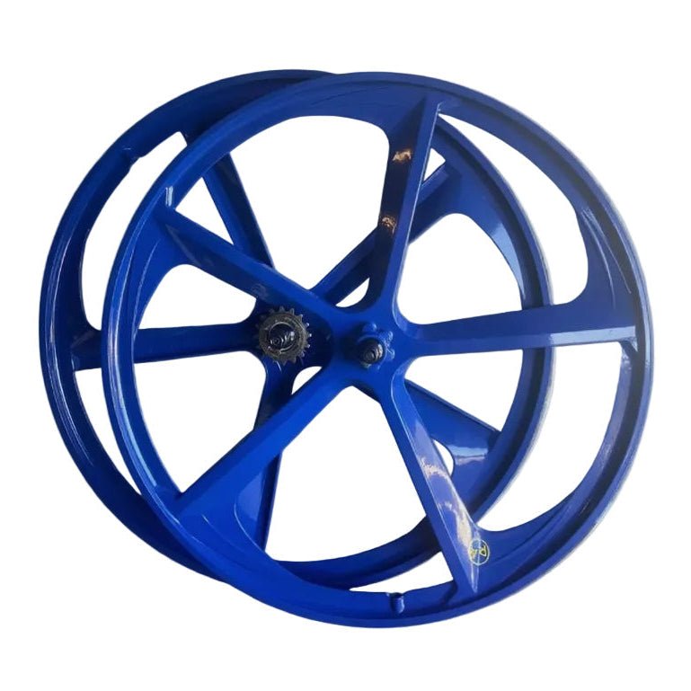 29″ BMX 5 - Spoke CNC Alloy Rims Bicycle Sealed Wheel Set, Blue, Non CNC For Disc Brakes - R4 Products
