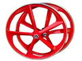 29″ CNC BMX Cruiser 5 - Spoke Alloy Rims Bicycle Sealed Wheel Set, Ferrari Red, CNC for Pad Brakes - R4 Products