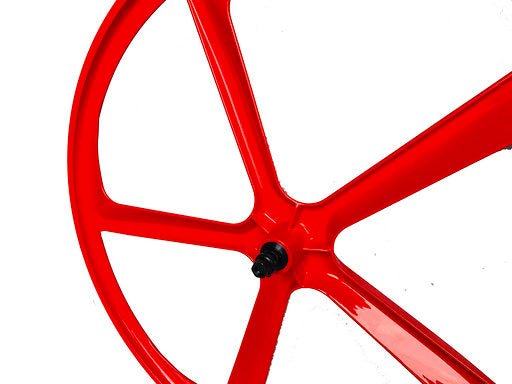 29″ CNC BMX Cruiser 5 - Spoke Alloy Rims Bicycle Sealed Wheel Set, Ferrari Red, Non CNC for Disc Brakes - R4 Products