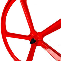 29″ CNC BMX Cruiser 5-Spoke Alloy Rims Bicycle Sealed Wheel Set, Ferrari Red, Non CNC for Disc Brakes