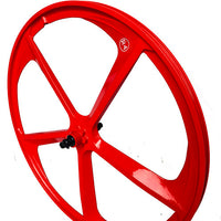 29″ CNC BMX Cruiser 5-Spoke Alloy Rims Bicycle Sealed Wheel Set, Ferrari Red, Non CNC for Disc Brakes