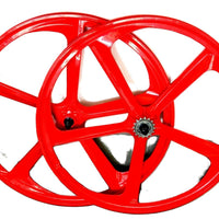 29″ CNC BMX Cruiser 5-Spoke Alloy Rims Bicycle Sealed Wheel Set, Ferrari Red, Non CNC for Disc Brakes