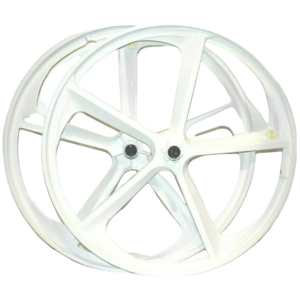 R4 Premium 29″ BMX 5 - Spoke Alloy Bicycle Sealed Wheel set, White, Non CNC For Disc Brakes - R4 Products