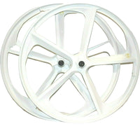 
              R4 Premium 29″ BMX 5-Spoke Alloy Bicycle Sealed Wheel set, White, Non CNC For Disc Brakes
            