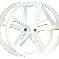 R4 Premium 29″ BMX 5-Spoke Alloy Bicycle Sealed Wheel set, White, Non CNC For Disc Brakes