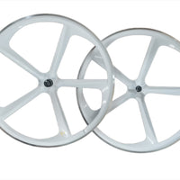 R4 Premium CNC 29″ BMX 5-Spoke Alloy Bicycle Sealed Wheel set, White, CNC for Pad Brakes