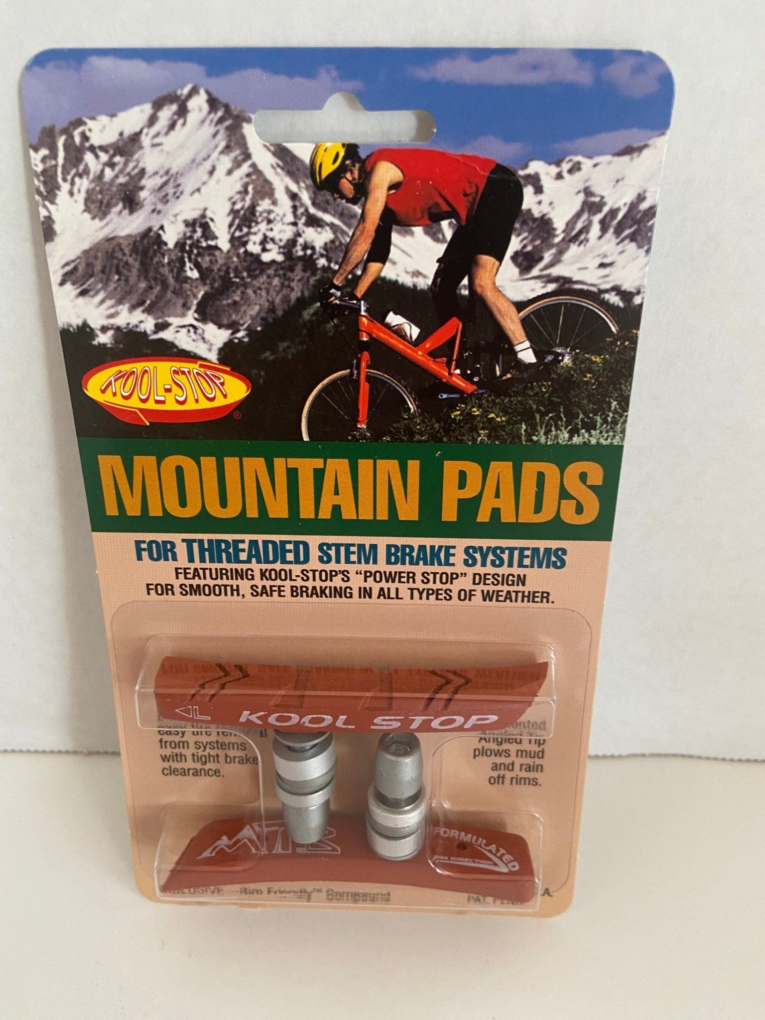 Kool Stop Bicycle Mountain Bike Threaded brake pads for V - brake Salmon (PAIR) - R4 Products