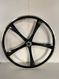 R4 Custom 26″ CNC BMX 5 Spoke Alloy Mag Wheels Complete Set, Gloss Black
