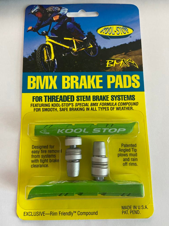Kool Stop Bicycle BMX Threaded brake pads for V-brake Lime Green (PAIR)
