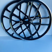 29″ CNC BMX Cruiser 10 Spoke Alloy Rims Bicycle Sealed Wheel Set, Gloss Black