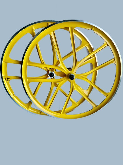 29 ″ BMX Llantas de aleación CNC de 10 rayos Juegos de ruedas selladas de bicicleta, Amarillo