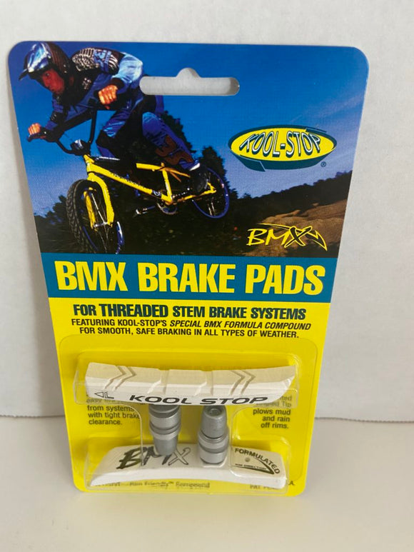 Kool Stop Bicycle BMX Threaded brake pads for V-brake WHITE (PAIR)