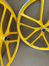 Cargar imagen en el visor de la galería, 29 ″ BMX Llantas de aleación CNC de 10 rayos Juegos de ruedas selladas de bicicleta, Amarillo
